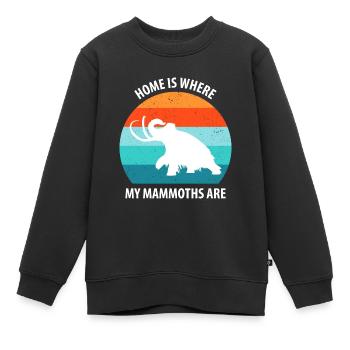 Lustiges Mammut Steinzeit Eiszeit Design Urzeit - Kinder Premium Organic Sweatshirt - Schwarz - Vorne - AI Model Kid Female (0cm)