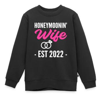 Lune de miel Mme Nouvellement mariée Mme Gift - Sweat Premium enfant bio - noir - Devant - AI Model Kid Female (0cm)