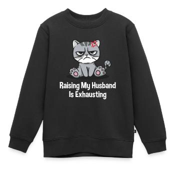 Élever mon mari tendu drôle de femme Humo - Sweat Premium enfant bio - noir - Devant - AI Model Kid Female (0cm)