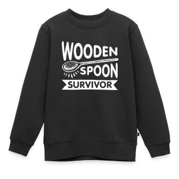 Survivant de la cuillère en bois - Sweat Premium enfant bio - noir - Devant - AI Model Kid Female (0cm)