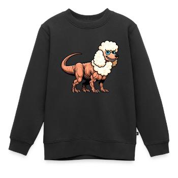 Pudel-Dino Fusion: T-Rex mit Pudelzähnen - Kinder Premium Organic Sweatshirt - Schwarz - Vorne - AI Model Kid Female (0cm)