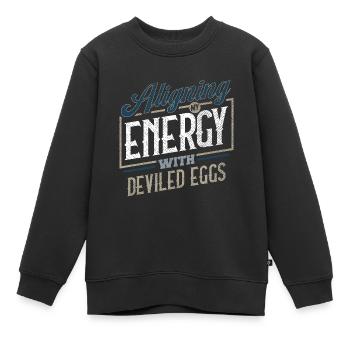 Meine Energie mit dem Humor der teuflischen Eier in Einklang bringen - Kinder Premium Organic Sweatshirt - Schwarz - Vorne - AI Model Kid Female (0cm)