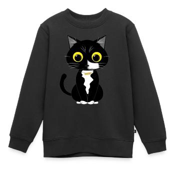 Kosmos Katze - Kinder Premium Organic Sweatshirt - Schwarz - Vorne - AI Model Kid Female (0cm)