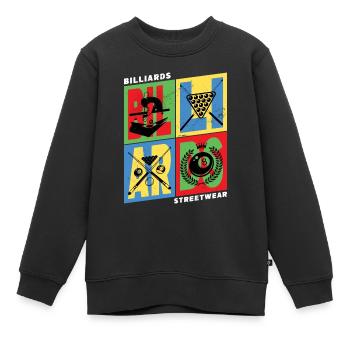 Billard Billard Billard Boules de queue Vintage Rétro - Sweat Premium enfant bio - noir - Devant - AI Model Kid Female (0cm)