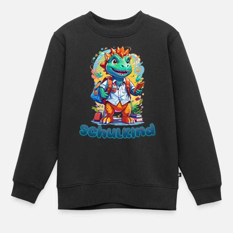 Schulkind - Einschulung - Dino - Kinder Premium Organic Sweatshirt - Schwarz