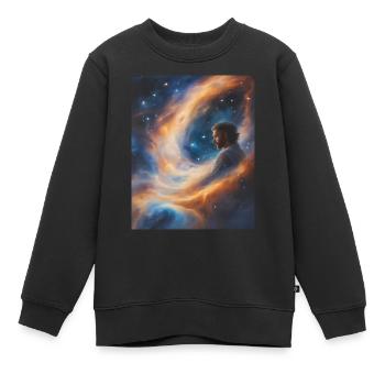 Gott transzendiert in Sternenstaub - Kinder Premium Organic Sweatshirt - Schwarz - Vorne - AI Model Kid Female (0cm)