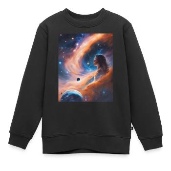 Göttin transzendiert in Sternenstaub - Kinder Premium Organic Sweatshirt - Schwarz - Vorne - AI Model Kid Female (0cm)