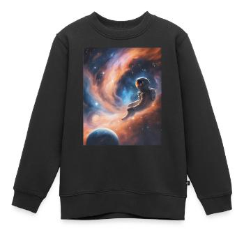 Un astronaute flotte dans l’espace - Sweat Premium enfant bio - noir - Devant - AI Model Kid Female (0cm)