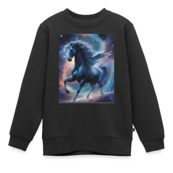 Pegasos (Pegasus) im Weltall - Weltenwanderer - Kinder Premium Organic Sweatshirt - Schwarz - Vorne - AI Model Kid Female (0cm)