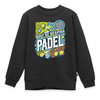 Du atmest PADEL - Kinder Premium Organic Sweatshirt - Schwarz - Vorne - AI Model Kid Female (0cm)