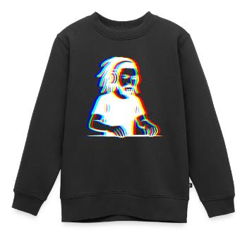 EDM - DJ - Glitch Rave Style - Kids Premium Organic Sweatshirt - black - Front - AI Model Kid Female (0cm)
