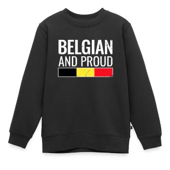 Drapeau belge et fier du drapeau belge - Sweat Premium enfant bio - noir - Devant - AI Model Kid Female (0cm)