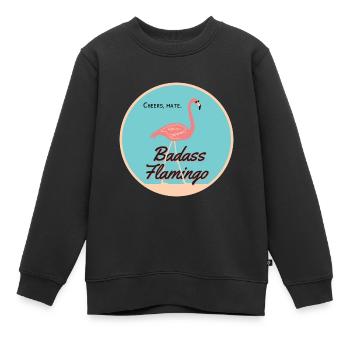 Badass Flamingo 2023 - Kinder Premium Organic Sweatshirt - Schwarz - Vorne - AI Model Kid Female (0cm)