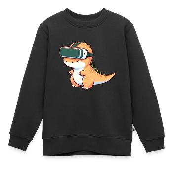 Dino T-Rex VR Gamer Virtuelle Realität Gaming - Kinder Premium Organic Sweatshirt - Schwarz - Vorne - AI Model Kid Female (0cm)