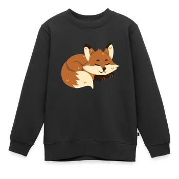 Le renard dort - Sweat Premium enfant bio - noir - Devant - AI Model Kid Female (0cm)