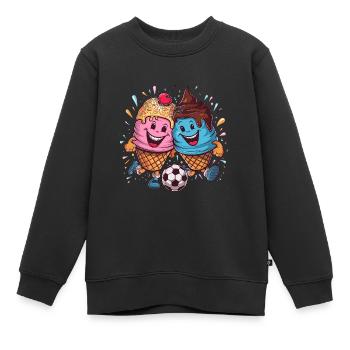 Soleil d’été Soccer Rire Coups de pied Cornets de crème glacée - Sweat Premium enfant bio - noir - Devant - AI Model Kid Female (0cm)