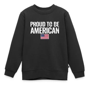 Fier d’être américain DRAPEAU AMÉRICAIN - Sweat Premium enfant bio - noir - Devant - AI Model Kid Female (0cm)