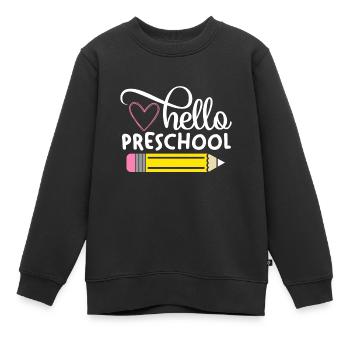 Bonjour préscolaire - Sweat Premium enfant bio - noir - Devant - AI Model Kid Female (0cm)