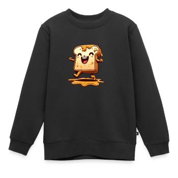 Toast à la confiture, beurre de cacahuète - Sweat Premium enfant bio - noir - Devant - AI Model Kid Female (0cm)