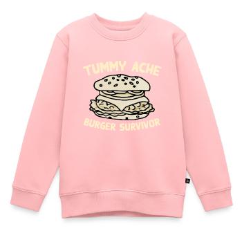 Estomac Mal Burger Survivant Drôle Nourriture préférée - Sweat Premium enfant bio - rose - Devant - AI Model Kid Female (0cm)