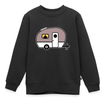Caravane caravane Camping Camping Camper - Sweat Premium enfant bio - noir - Devant - AI Model Kid Female (0cm)