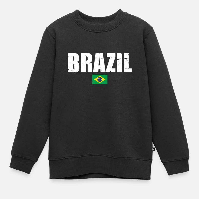 Brésil Brésil Drapeau brésilien - Sweat Premium enfant bio - noir