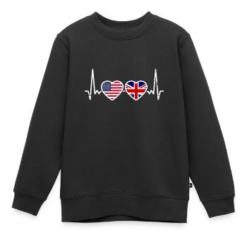 États-Unis Grande-Bretagne Drapeaux américains Britanniques britanniques - Sweat Premium enfant bio - noir - Devant - AI Model Kid Female (0cm)