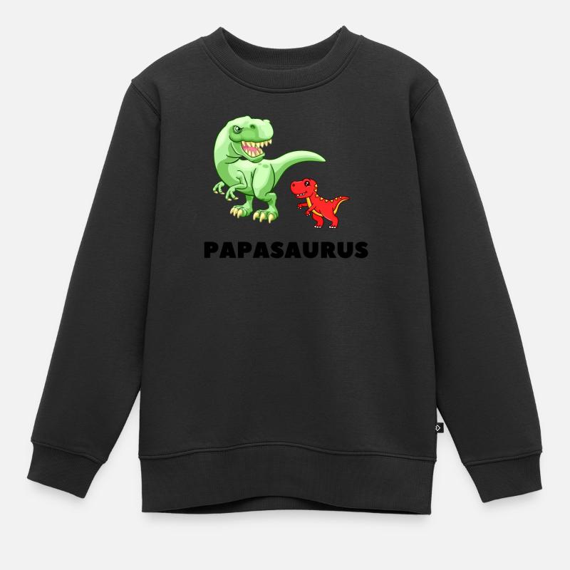 Papa Père Naissance Paternité Papasaurus - Sweat Premium enfant bio - noir