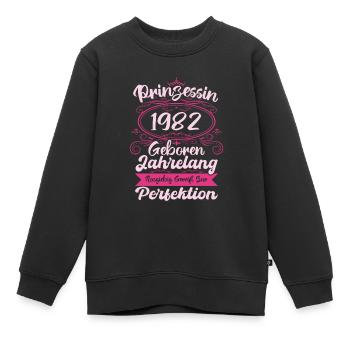 Prinzessin seit 1982 Geburtstag 1982 - Kinder Premium Organic Sweatshirt - Schwarz - Vorne - AI Model Kid Female (0cm)