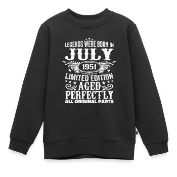 Juillet 1951 | Anniversaire 1951 Né en juillet 1951 - Sweat Premium enfant bio - noir - Devant - AI Model Kid Female (0cm)