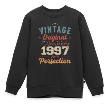 Janvier 1997 Légende depuis 27 ans - Sweat Premium enfant bio - noir - Devant - AI Model Kid Female (0cm)