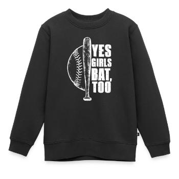 Mädchen spielen auch Baseball - Kinder Premium Organic Sweatshirt - Schwarz - Vorne - AI Model Kid Female (0cm)