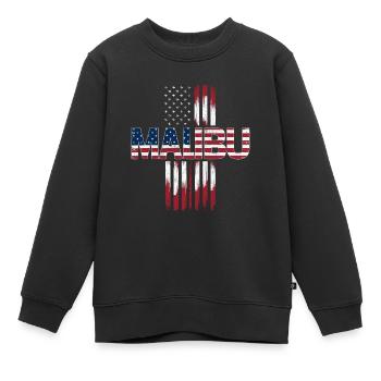 Drapeau Malibu USA - Sweat Premium enfant bio - noir - Devant - AI Model Kid Female (0cm)