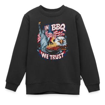 Dans le barbecue, nous faisons confiance à la conception patriotique du gril - Sweat Premium enfant bio - noir - Devant - AI Model Kid Female (0cm)