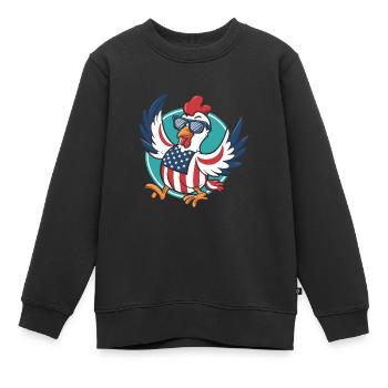 Patriotisches USA Huhn - Kinder Premium Organic Sweatshirt - Schwarz - Vorne - AI Model Kid Female (0cm)
