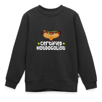 Hotdogolist Lustige Hotdog Imbiss Wurst im Brot - Kinder Premium Organic Sweatshirt - Schwarz - Vorne - AI Model Kid Female (0cm)
