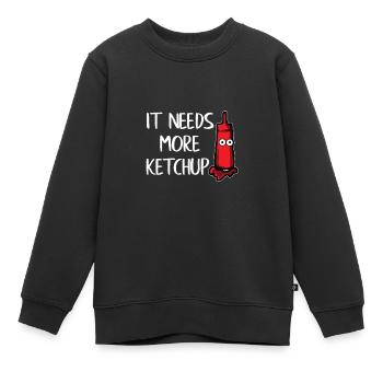 Ketchup sauce tomates frites - Sweat Premium enfant bio - noir - Devant - AI Model Kid Female (0cm)