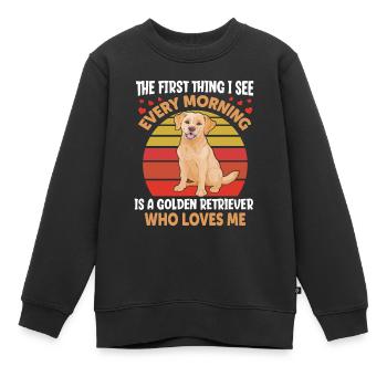 Golden Retriever - Sweat Premium enfant bio - noir - Devant - AI Model Kid Female (0cm)