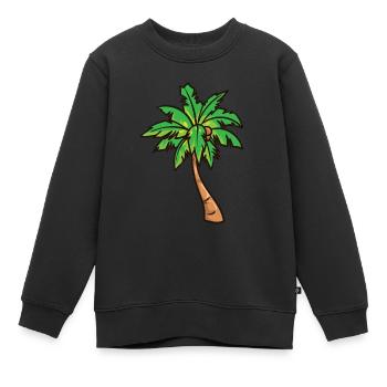 Palmier - Sweat Premium enfant bio - noir - Devant - AI Model Kid Female (0cm)