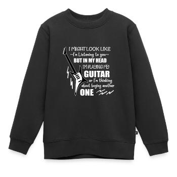 E Guitare Rock Instrument Musique Rocker - Sweat Premium enfant bio - noir - Devant - AI Model Kid Female (0cm)