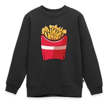 Frites - Sweat Premium enfant bio - noir - Devant - AI Model Kid Female (0cm)