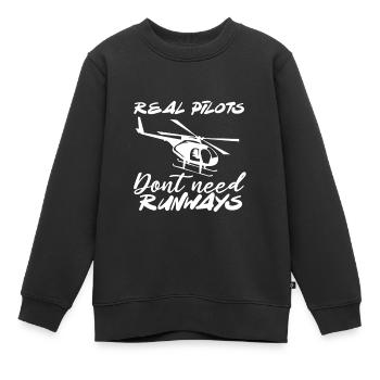 Helikopter Pilot Hubschrauber fliegen Propeller - Kinder Premium Organic Sweatshirt - Schwarz - Vorne - AI Model Kid Female (0cm)