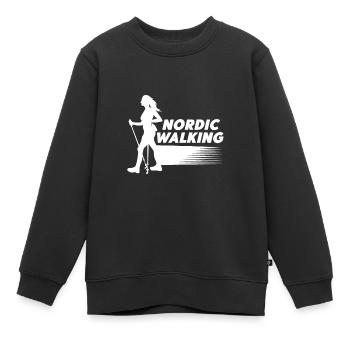 Nordic Walking Ausdauer Stöcken Laufen Spazieren - Kinder Premium Organic Sweatshirt - Schwarz - Vorne - AI Model Kid Female (0cm)