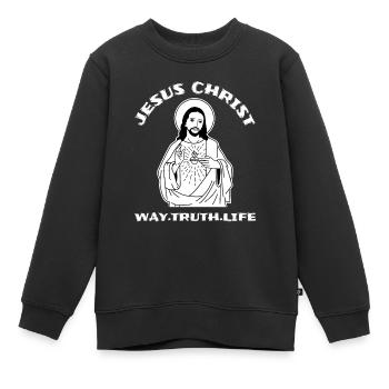 Jésus Jésus Jésus Chrétien Chrétien Chrétien - Sweat Premium enfant bio - noir - Devant - AI Model Kid Female (0cm)