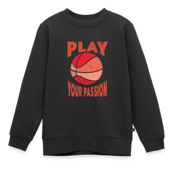 Basketteur Basketteur Basketball Hoop - Sweat Premium enfant bio - noir - Devant - AI Model Kid Female (0cm)