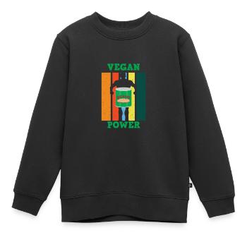 Vegan Veganer Sport Fitness Musculation - Sweat Premium enfant bio - noir - Devant - AI Model Kid Female (0cm)