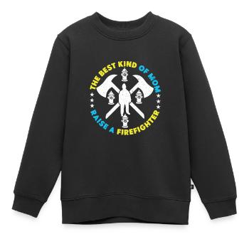 Pompier Pompier Pompier - Sweat Premium enfant bio - noir - Devant - AI Model Kid Female (0cm)