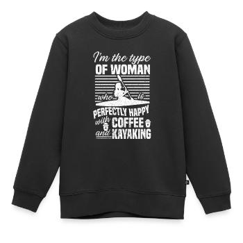 Kajak Boot Kanu Paddelboot Doppelpaddel - Kinder Premium Organic Sweatshirt - Schwarz - Vorne - AI Model Kid Female (0cm)