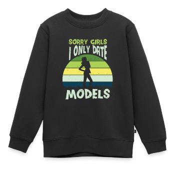 Dates du modèle uniquement Modèles Dimensions du modèle - Sweat Premium enfant bio - noir - Devant - AI Model Kid Female (0cm)