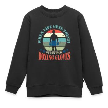 Boxe Boxer Gants de boxe Boxing Club de boxe Club de boxe - Sweat Premium enfant bio - noir - Devant - AI Model Kid Female (0cm)